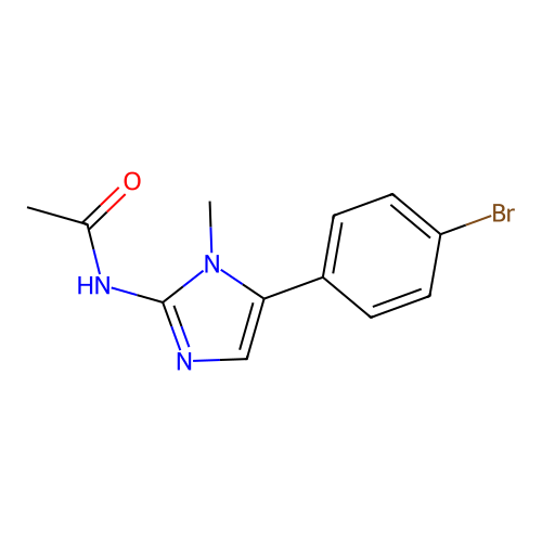 N-[5-(4-bromophenyl)-1-methyl-1H-imidazol-2-yl]acetamide structure