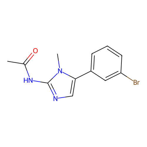 N-[5-(3-bromophenyl)-1-methyl-1H-imidazol-2-yl]acetamide structure