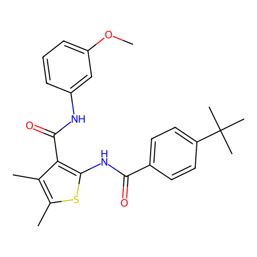 2-{[(4-tert-butylphenyl)carbonyl]amino}-N-(3-methoxyphenyl)-4,5-dimethylthiophene-3-carboxamide structure