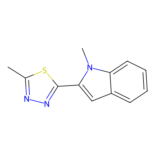 2-Methyl-5-(1-methylindol-2-yl)-1,3,4-thiadiazole structure