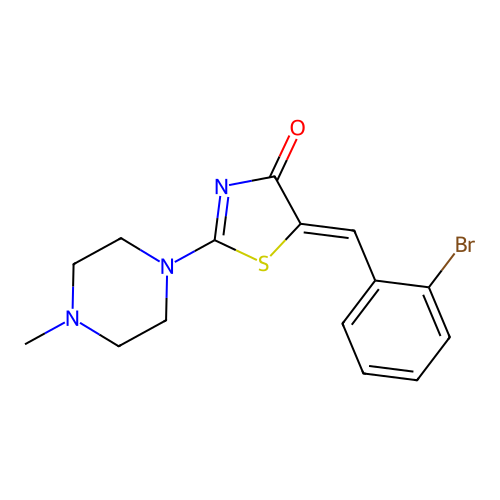 (5Z)-5-(2-bromobenzylidene)-2-(4-methylpiperazin-1-yl)-1,3-thiazol-4(5H)-one structure