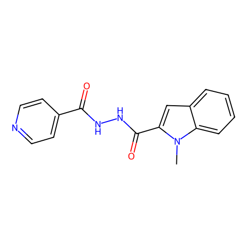 1-methyl-N'-(pyridin-4-ylcarbonyl)-1H-indole-2-carbohydrazide structure