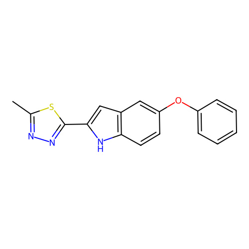 2-(5-methyl-1,3,4-thiadiazol-2-yl)-5-phenoxy-1H-indole structure