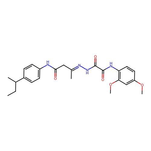 (3E)-N-[4-(butan-2-yl)phenyl]-3-(2-{[(2,4-dimethoxyphenyl)amino](oxo)acetyl}hydrazinylidene)butanamide structure