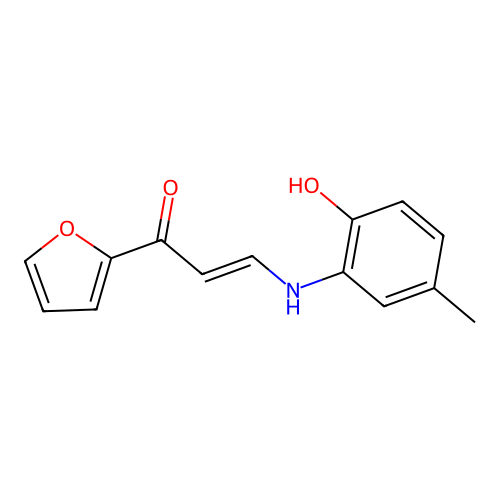 (2E)-1-(furan-2-yl)-3-[(2-hydroxy-5-methylphenyl)amino]prop-2-en-1-one structure