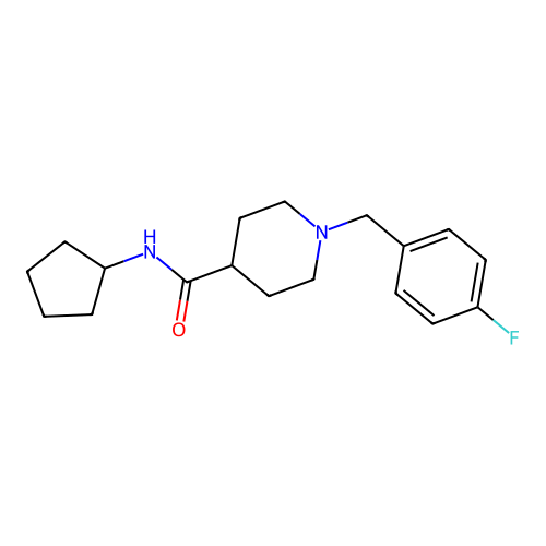 N-cyclopentyl-1-(4-fluorobenzyl)piperidine-4-carboxamide structure