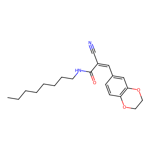 2-cyano-3-(2,3-dihydro-1,4-benzodioxin-6-yl)-N-octylprop-2-enamide structure