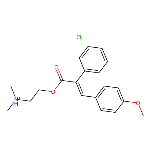 trans-4-Methoxy-alpha-phenylcinnamic acid 2-(dimethylamino)ethyl ester hydrochloride structure