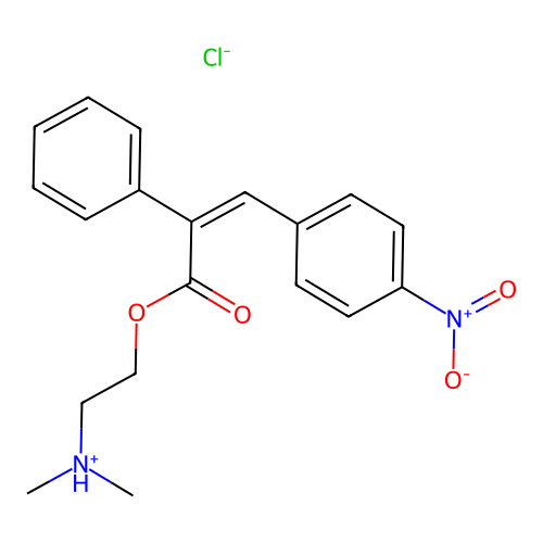Cinnamic acid, 4-nitro-alpha-phenyl-, 2-(dimethylamino)ethyl ester, hydrochloride, Z- structure