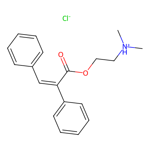Cinnamic acid, alpha-phenyl-, 2-(dimethylamino)ethyl ester, hydrochloride, Z- structure
