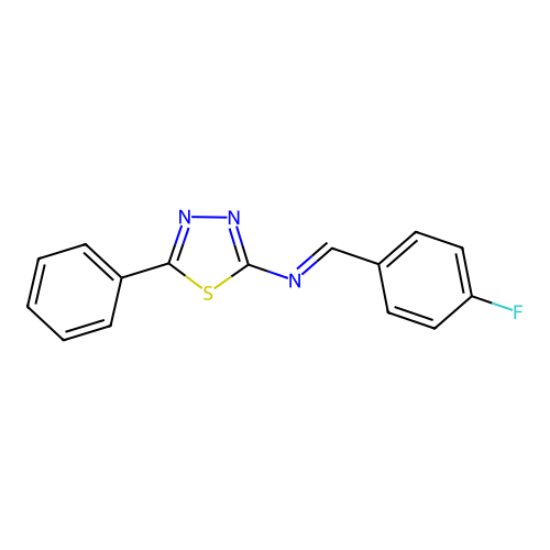 (E)-1-(4-fluorophenyl)-N-(5-phenyl-1,3,4-thiadiazol-2-yl)methanimine structure