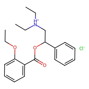 Benzoic acid, o-ethoxy-, 2-diethylamino-1-phenylethyl ester, hydrochloride structure