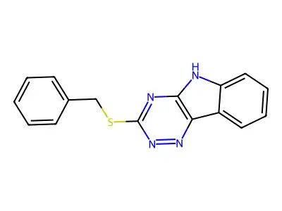 3-(benzylsulfanyl)-5H-[1,2,4]triazino[5,6-b]indole structure