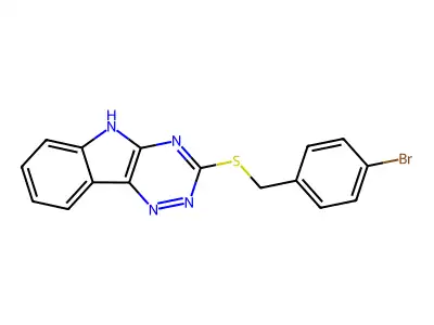 3-[(4-bromophenyl)methylsulfanyl]-5H-[1,2,4]triazino[5,6-b]indole structure