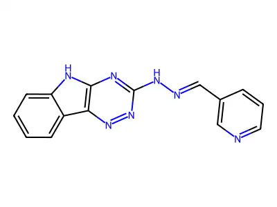 3-{2-[(Pyridin-3-yl)methylidene]hydrazinyl}-5H-[1,2,4]triazino[5,6-b]indole structure