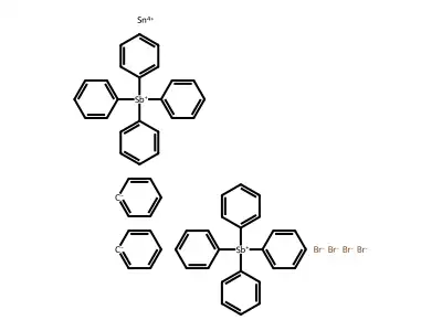 Stibonium, tetraphenyl-, tetrabromodiphenylstannate(2-) (2:1) structure