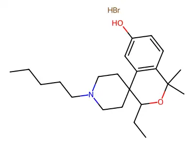 1,1-Dimethyl-3-ethyl-1'-pentylspiro(1H-2-benzopyran-4(3H),4'-piperidin)-6-ol hydrobromide structure