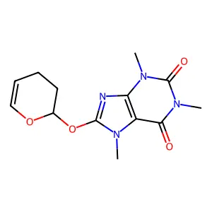 Caffeine, 8-((3,4-dihydro-2H-pyran-2-yl)oxy)- structure