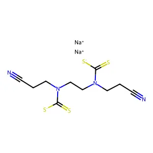 carbamic acid, ethylenebis((2-cyanoethyl)dithio-, disodium salt structure