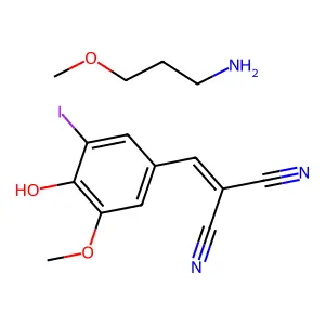 Malononitrile, 4-hydroxy-5-iodo-3-methoxy-, compd. with 3-methoxypropylamine structure
