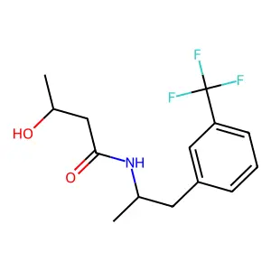 Butyramide, 3-hydroxy-N-(alpha-methyl-m-trifluoromethylphenethyl)- structure