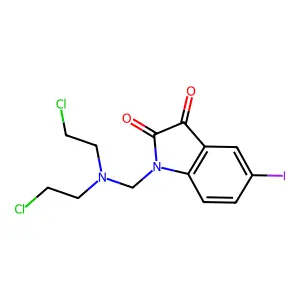 1H-Indole-2,3-dione, 1-((bis(2-chloroethyl)amino)methyl)-5-iodo- structure