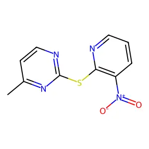 Pyrimidine, 4-methyl-2-((3-nitro-2-pyridinyl)thio)- structure
