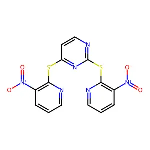 2,4-Bis[(3-nitropyridin-2-yl)sulfanyl]pyrimidine structure