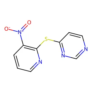 Pyrimidine, 4-((3-nitro-2-pyridinyl)thio)- structure