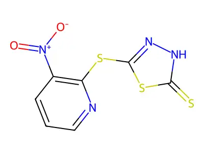 1,3,4-Thiadiazole-2(3H)-thione, 5-((3-nitro-2-pyridinyl)thio)- structure