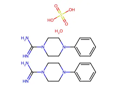 1-Piperazinecarboxamidine, 4-phenyl-, hemisulfate, hydrate structure