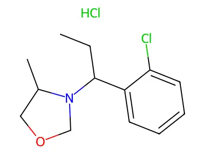 Oxazolidine, 3-(o-chloro-alpha-ethylbenzyl)-4-methyl-, hydrochloride structure