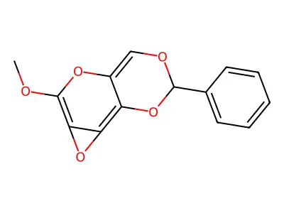 Oxireno(4.5)pyrano(3.2-d)-m-dioxin, 2-methoxy-6-phenyl- structure