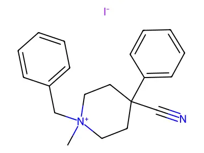 1-Benzyl-4-cyano-1-methyl-4-phenylpiperidin-1-ium iodide structure