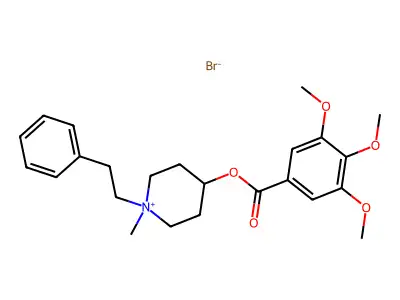 Piperidinium, 4-hydroxy-1-methyl-1-phenethyl-, bromide, 3,4,5-trimethoxybenzoate structure