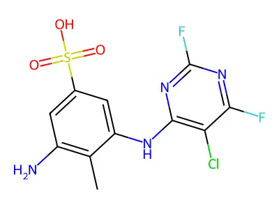 3-Amino-5-[(5-chloro-2,6-difluoro-4-pyrimidinyl)amino]-4-methylbenzenesulfonic acid structure
