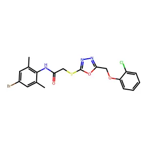 N-(4-bromo-2,6-dimethylphenyl)-2-({5-[(2-chlorophenoxy)methyl]-1,3,4-oxadiazol-2-yl}sulfanyl)acetamide structure