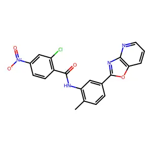 2-chloro-N-[2-methyl-5-([1,3]oxazolo[4,5-b]pyridin-2-yl)phenyl]-4-nitrobenzamide structure