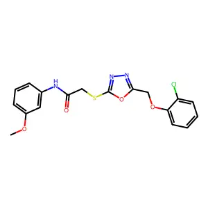 2-({5-[(2-chlorophenoxy)methyl]-1,3,4-oxadiazol-2-yl}sulfanyl)-N-(3-methoxyphenyl)acetamide structure