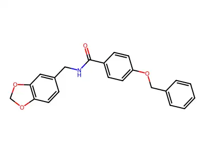 N-(1,3-benzodioxol-5-ylmethyl)-4-phenylmethoxybenzamide structure
