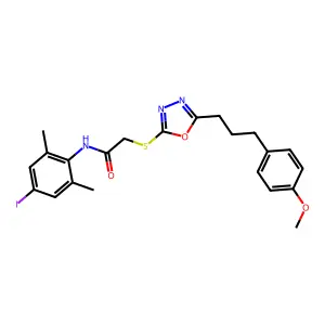 N-(4-iodo-2,6-dimethylphenyl)-2-({5-[3-(4-methoxyphenyl)propyl]-1,3,4-oxadiazol-2-yl}sulfanyl)acetamide structure