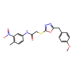 2-{[5-(4-methoxybenzyl)-1,3,4-oxadiazol-2-yl]sulfanyl}-N-(4-methyl-3-nitrophenyl)acetamide structure