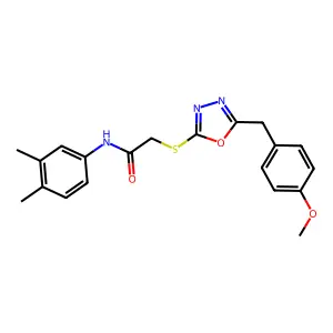 N-(3,4-dimethylphenyl)-2-{[5-(4-methoxybenzyl)-1,3,4-oxadiazol-2-yl]sulfanyl}acetamide structure