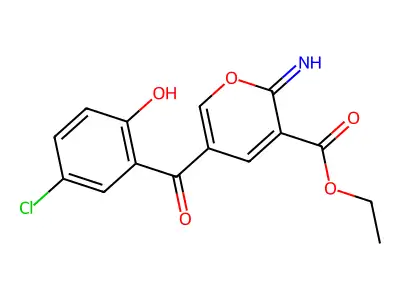 ethyl 5-(5-chloro-2-hydroxybenzoyl)-2-imino-2H-pyran-3-carboxylate structure