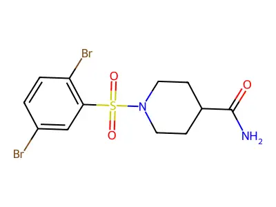 1-(2,5-Dibromophenyl)sulfonylpiperidine-4-carboxamide structure