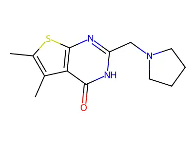 5,6-dimethyl-2-(pyrrolidin-1-ylmethyl)-3H-thieno[2,3-d]pyrimidin-4-one structure