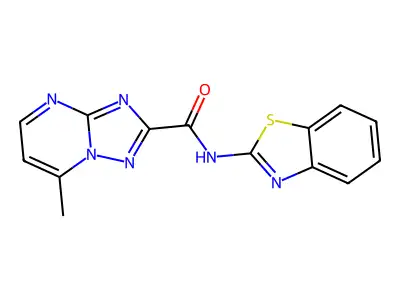N-(1,3-benzothiazol-2-yl)-7-methyl-[1,2,4]triazolo[1,5-a]pyrimidine-2-carboxamide structure