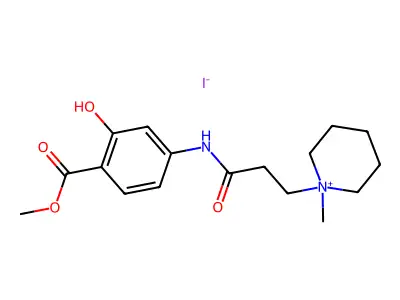 Methyl 4-(3-piperidinopropionylamino)salicylate, methiodide structure