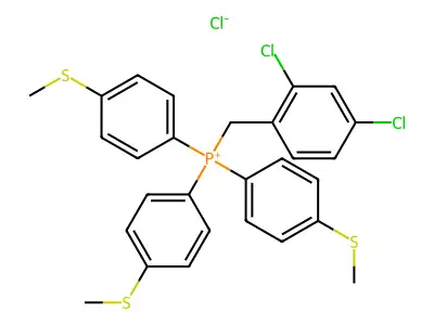 Phosphonium, (2,4-dichlorobenzyl)tris(p-methylthiophenyl)-, chloride structure
