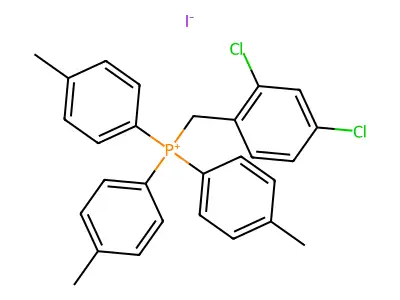 Phosphonium, (2,4-dichlorobenzyl)tris(p-tolyl)-, iodide structure